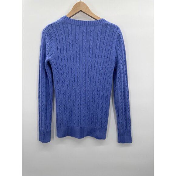 Vintage Y2K Croft & Barrow Women Small Sweater V-Neck Cable Knit Fisherman Prepp - Picture 2 of 8